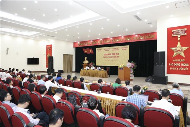Quang cảnh buổi giao ban. Ảnh: Minh Quyết/TTXVN