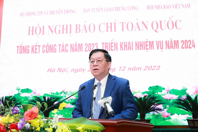 Bí thư Trung ương Đảng, Trưởng Ban Tuyên giáo Trung ương Nguyễn Trọng Nghĩa phát biểu chỉ đạo hội nghị. Ảnh: Hải Nguyễn
